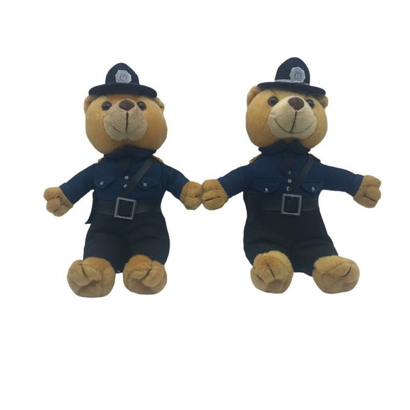 Artistic Toy Police Teddy Bears Plush Stuffed Animal (Lot of 2) 8" sitting NWOT - Picture 1 of 4